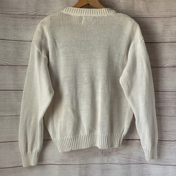 Vintage Jantzen Embroidered by Hand Sweater Floral V Neck Size Medium - Picture 7 of 14